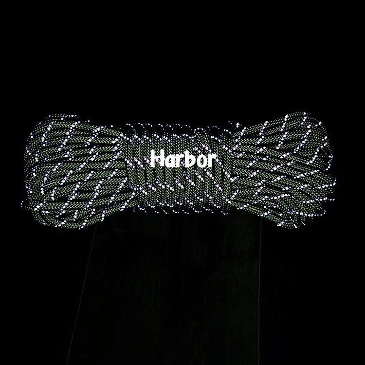 Corda di arrampicata all'aperto della corda di campeggio della corda riflettente fluorescente su ordinazione della corda di sicurezza per l'allenamento di forza di forma fisica