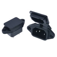 שקע חשמל תעשייתי C14 עם כיסוי עמיד למים, PDU, תקע זכר IEC בעל 3 פינים, שקע חשמל AC, תקן CE, עבור UPS חשמלי