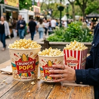 Emballage personnalisé pour poulet frit, seau à popcorn en gros, gobelet en papier pour popcorn de 46 oz, seau à popcorn à emporter