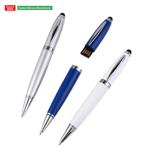 Custom Logo USB Flash Drive Pen 4GB 8GB 32GB 64GB Promotional Metal Ballpoint Touchscreen USB Memory Stick 3.0