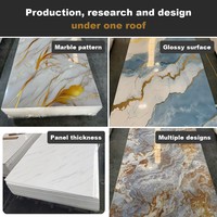 Panneau mural en PVC marbré avec revêtement UV, impression veinée, haute brillance, imperméable, qualité professionnelle, pour hôtels et usage domestique