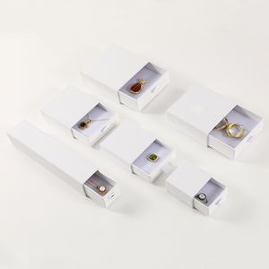 Custom Logo Customized Color Square Shape <b>Plain</b> Pattern Cardboard Jewelry Sliding Drawer <b>Box</b> Slide Thin Bracelet Earring Ring - Product Image 5