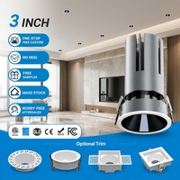 Spot encastré moderne en aluminium de 2 à 3 pouces, éclairage d'hôtel, spot dimmable, spot COB profond, CRI 90, angle de faisceau réglable