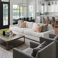 RH Bella Moderne Luxus-Wohnzimmer-Sofas mit gebogener Liege und Schlafs ofa für luxuriöses modernes Zuhause oder Büro