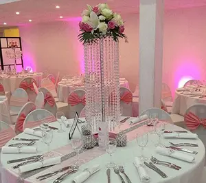 Suporte de flores de cristal peça central acrílica de chumbo para festa de eventos e outras decorações de casamento