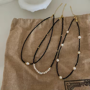 New Style Elegant Black Crystal Necklace Vintage Adjustable <b>Chokers</b> Necklace Korean Freshwater Pearl Necklace for Girls - Product Image 1