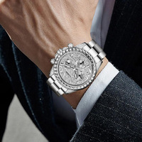 Reloj de Pulsera de Lujo con Cronógrafo de Diamantes Personalizado OEM, Relojes Mecánicos Automáticos para Hombre, Reloj de Negocios Clásico Multifuncional con Caja Plateada