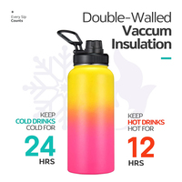 Bouteille d'eau en acier inoxydable isolée, anti-fuite, avec logo personnalisé, dégradé de couleurs, pour le sport et la gym, avec couvercle en plastique