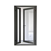 Porte battante en alliage d'aluminium pour l'extérieur de la maison, porte d'entrée à battants, double vitrage, résistante aux intempéries, moderne