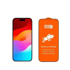 2024 panas 9H busur besar tinggi Alumina 111D pelindung layar kaca Tempered untuk iPhone 15 Pro Max Micas Film iPhone 14 13 12 11x8