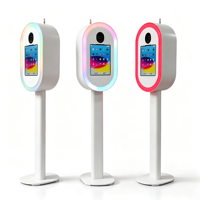 Photomaton portable ovale pour iPad avec anneau lumineux RGB et support de flash parapluie, machine à selfie pour location événementielle (mariages, anniversaires)