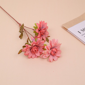 Artificial Three-Head Dahlia Wedding Arrangement Soft <b>Decoration</b> European Vintage Silk Flower Home <b>Decoration</b> Floral Art - Product Image 6