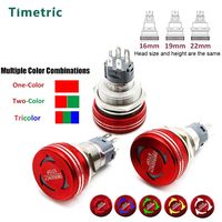 Bouton-poussoir d'arrêt d'urgence en acier inoxydable LED 16 mm, corps court, étanche, à verrouillage, 12V 24V