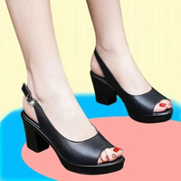 Y 35-41 Nouvelles Sandales à Talons Hauts Épais, Plateforme Imperméable, Bout Ouvert, Grandes Tailles pour Femmes