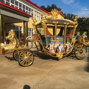 Chariot de balade de luxe moderne, style carrosse de Cendrillon, sculpté sur mesure, six places, quatre roues, pour mariage de princesse - Product Image 1
