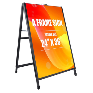 CYDISPLAY 24x36 inç bir çerçeve işareti taşınabilir çift taraflı katlama sandviç panel demir taşıma kolu slayt-kaldırım tabela - Product Image 1