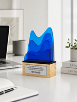 Trophée personnalisé en acrylique bleu gravé pour événements d'entreprise, compétitions et activités – Nouveau design 2026, trophée haut de gamme et sophistiqué