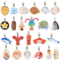 Authentique marché de fruits de mer fraîchement expédié Fun Sea Catching Creative Cartoon Peluche écologique Différents styles Porte-clés de fruits de mer
