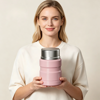 Tasse à ragoût en acier inoxydable de 500 ml/17 oz en gros, avec couvercle et cuillère, double paroi sous vide en acier 18/8, sans BPA, pour le bureau