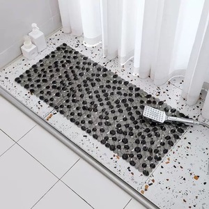 Alfombrilla <span class=keywords><strong>de</strong></span> Baño Antideslizante con Textura <span class=keywords><strong>de</strong></span> Piedras para <span class=keywords><strong>Ducha</strong></span> y Bañera - Estilo <span class=keywords><strong>Roca</strong></span> <span class=keywords><strong>de</strong></span> Río - 15.7x35.4 Pulgadas - Lavable a Máquina - Product Image 1