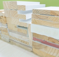 Montant de porte contemporain en bois massif composite PVC Cadre fini avec fenêtre en bois plastique pour usage intérieur dans les supermarchés Garages