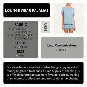 WanBao Nouvelle Arrivée Pyjamas Courts en Bleu Clair Modal Tricoté Femmes Pyjamas Ensemble pour Été Automne Printemps - Product Image 2