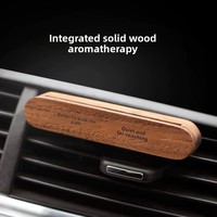 Diffuseur de parfum pour voiture en bois de noyer noir, sans parfum, rechargeable, avec clip pour grille d'aération et noyau en coton remplaçable