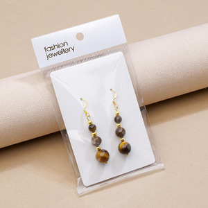 Tigers Eye Crystal Bead Earrings - Golden Healer Energy Healing <strong>Engraved</strong> Souvenir De Mariage Jewelry - Product Image 3