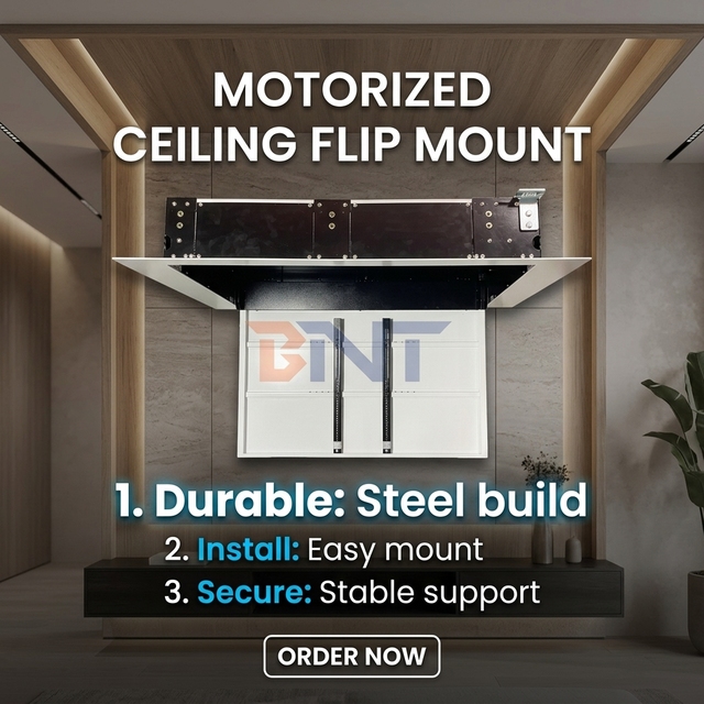 55 Inch Motorized TV Lift Ceiling Flip Down TV Bracket Stylish Motorized Stands TV Mounts & Carts