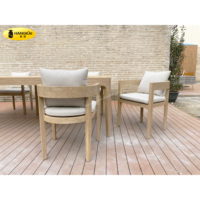Juego de Mesa y Sillas de Comedor Rústicas de Madera de Teca de Fábrica para Exterior/Patio/Jardín/Villa