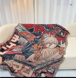 Low MOQ Custom Woven Jacquard Blanket Custom Rug Custom Anime Tapestry Woven Blanket