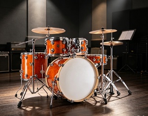 Kit de batería acústica de arce con laca de alto brillo premium, 5 tambores, 3 platillos, juego de batería profesional de tamaño completo para presentaciones en estudio y en vivo. - Product Image 1