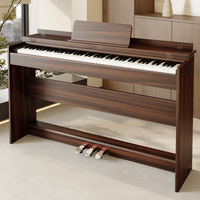 Piano Digital Upright 88-Tuts dengan Keyboard Hammer Internal, 3 Pedal, Speaker Terintegrasi (4 25W*2), 128 Polyphony, 35kg, Dapat Dipasang di Lantai untuk Sekolah