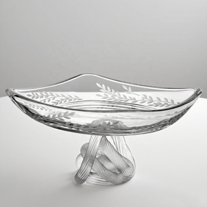 Assiette rectangulaire classique en verre cristal écologique à motif végétal avec base nouée pour le service en hôtels, restaurants et fêtes - Product Image 1