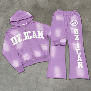 Survêtements de haute qualité, pantalon de survêtement à jambe droite brodé et ensemble de sweat-shirt, survêtement pour homme personnalisé avec fermeture éclair, lavage à l'acide, fabricant - Product Image 3