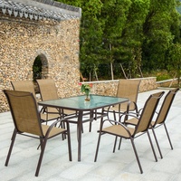 Easy — ensemble de Table à manger en métal, avec Table rectangulaire et 4 canapés empilables