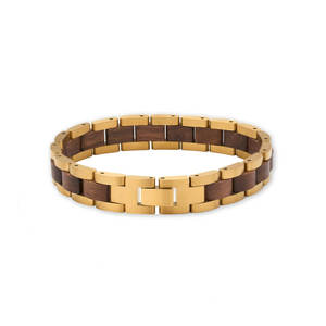 Bandlet fait main en acier inoxydable doré et bois naturel - Product Image 4