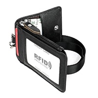 Cuir véritable Porte-cartes de crédit professionnel Lanyard Pass Bus Cards Employee ID Case Set Zipper Wallet Custom Polyester Short
