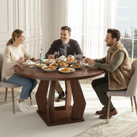 Meubles de maison personnalisés, table à manger ronde en noyer, plateau en MDF, table de cuisine pour 4 à 6 personnes, table à manger en bois pour appartement, villa
