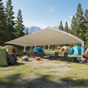 Cobertizo de Estacionamiento con Estructura de Membrana, Toldo Exterior Resistente al Viento, a la Lluvia y al Sol, con Gran Resistencia a la Compresión, de Acero para Estacionamiento de Automóviles - Product Image 6