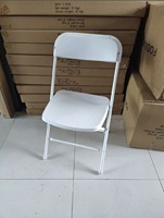 Chaise pliante en plastique PP pour événements, réunions, mariages, fêtes, extérieur, en métal blanc et noir, pas cher