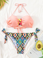 Ensemble bikini deux pièces push-up taille haute pour femme, grande taille, été, OEM/ODM personnalisé, effet ventre plat - Maillot de bain enveloppant