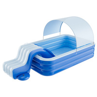 Piscine gonflable transfrontalière pour enfants avec toboggan, épaissie, grande, d'extérieur, avec parasol et protection solaire pour bébé
