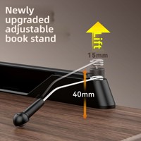 Support de lecture pliable en bois portable, support de livre de bureau réglable à 360 degrés avec tiroir de rangement