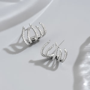 Trendy Claw Stud Earrings Bulk Wholesale Dainty Lab Diamond with <b>Copper</b> and Zircon <b>Anniversary</b> Jewelry Display - Product Image 5