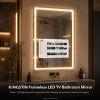 Cermin Kamar Mandi LED Tanpa Bingkai Kingstin dengan 3 Suhu Warna dan Fitur Anti Embun untuk Hotel, Dukungan OEM 8+ Tahun B2B
