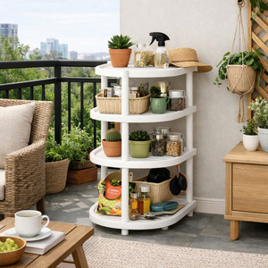 Multifunctional Round <b>Corner</b> <b>Shelf</b> With <b>Shelves</b> For Bedroom Storage Organization Standing Type W432 - Product Image 3