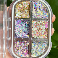 Grosir krim Aurora cahaya bubuk krom Biodegradable tubuh pigmen Makeup Eye Shadow Glitter palet kosmetik