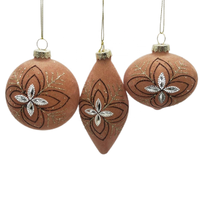 Vente directe d'usine, ornements de Noël en verre soufflé à la main de luxe, couleur nude, imprimés en flocage, 3 couleurs, 8 cm, décoration de la maison