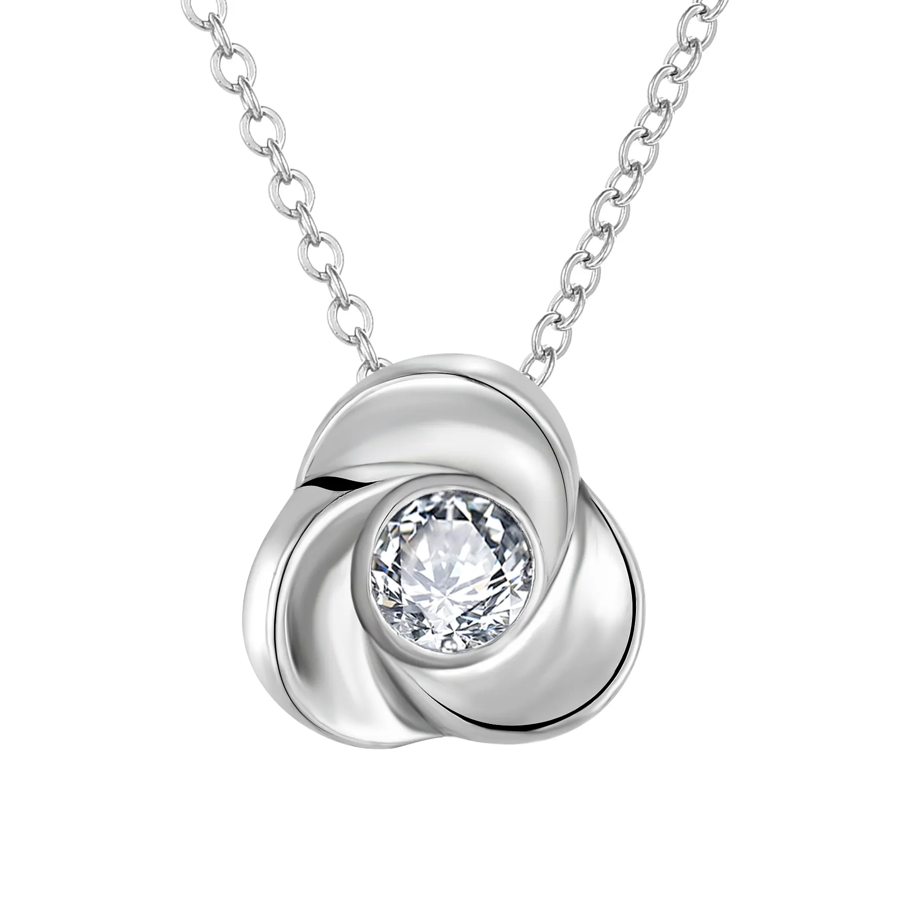 Most Popular 925 Sterling Silver Dipped Rhodium Plated Real Rose Necklace Jewelry Romantic Rose Flower Pendant Necklace